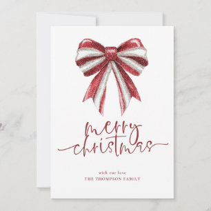 Rode Witte Glitter Boog 2026 Kalender Kerstmis Feestdagenkaart