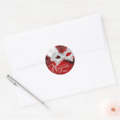 Rode Witte Glitter Masker Maskerade Feest Sticker (Envelop)