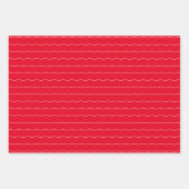 Rode witte golvende lijnen en stippen kerstvakanti inpakpapier vel (Voorkant 3)