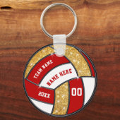 Rode, witte, gouden, gepersonaliseerde volleybalSl Sleutelhanger (Achterkant)