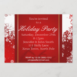 Rode, witte gouden sneeuwvlok winterfeest kaart