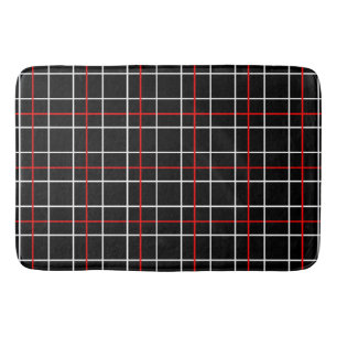 Rode Witte Grafische Lijnen Zwart Plaid Ontwerp  Badmat