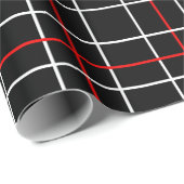Rode Witte Grafische Lijnen Zwart Plaid Ontwerp  Cadeaupapier (Rol Hoek)