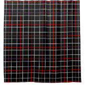 Rode Witte Grafische Lijnen Zwart Plaid Ontwerp Douchegordijn (Voorkant)