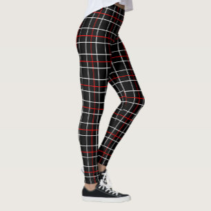 Rode Witte Grafische Lijnen Zwart Plaid Ontwerp Leggings
