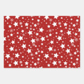 RODE WITTE GROEN SNOWFLAKES STARS STRIPES INPAKPAPIER VEL (Voorkant 2)