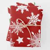 RODE WITTE GROEN SNOWFLAKES STARS STRIPES INPAKPAPIER VEL (In situ)