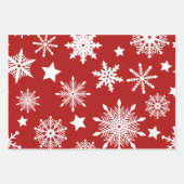 RODE WITTE GROEN SNOWFLAKES STARS STRIPES INPAKPAPIER VEL (Voorkant)