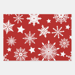 RODE WITTE GROEN SNOWFLAKES STARS STRIPES INPAKPAPIER VEL