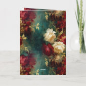 Rode Witte Groene Bloemen Kaart (Achterkant)