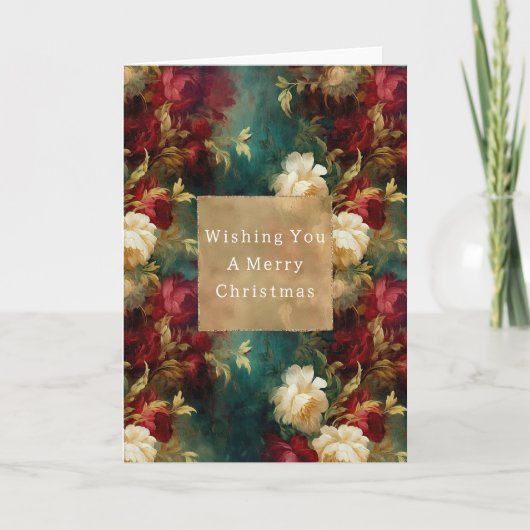 Rode Witte Groene Bloemen Kaart (Voorkant)