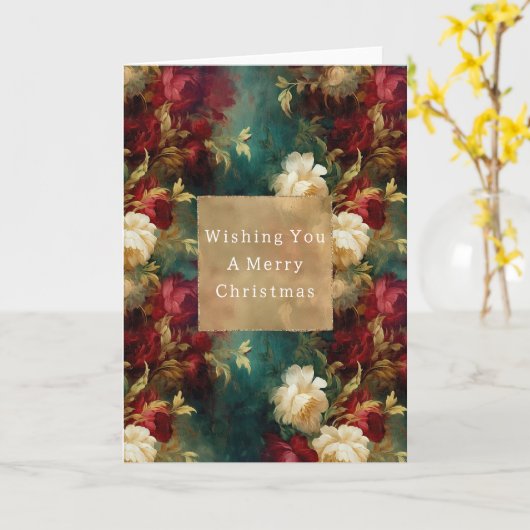 Rode Witte Groene Bloemen Kaart (Gele Bloem)