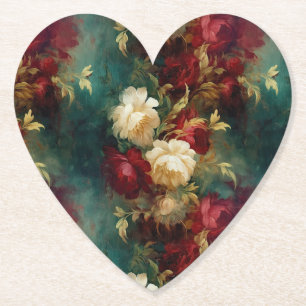 Rode Witte Groene Bloemen Kartonnen Onderzetters