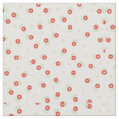Rode Witte & Groene Bloemen Stof (Close Up)