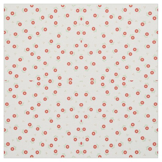 Rode Witte & Groene Bloemen Stof (Swatch)