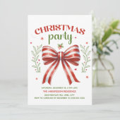 Rode Witte Groene Coquette Strik Kerstfeest Kaart (Staand voorkant)