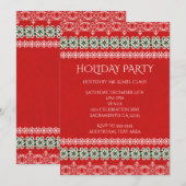 Rode Witte & Groene Kant Elegant Feestelijke Feest Kaart (Voorkant / Achterkant)