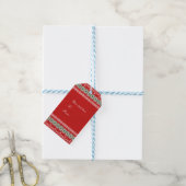 Rode Witte & Groene Kant Elegant Kerstfeest Cadeaulabel (Met Touw)