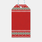 Rode Witte & Groene Kant Elegant Kerstfeest Cadeaulabel (Achterkant)