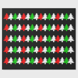Rode, witte, groene kerstboom iconen patroon cadeaupapier