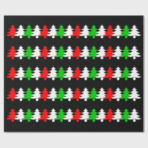 Rode, witte, groene kerstboom iconen patroon cadeaupapier