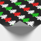 Rode, witte, groene kerstboom iconen patroon cadeaupapier (Hoek)