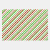 Rode, witte, groene kerststijl, gestreept patronen inpakpapier vel (Voorkant)