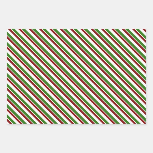Rode, witte, groene kerststijlstrepen inpakpapier vel (Voorkant 3)