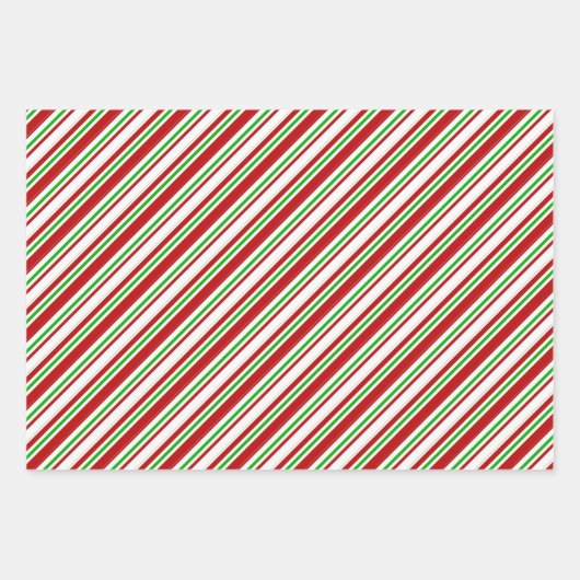 Rode, witte, groene kerststijlstrepen inpakpapier vel (Voorkant)