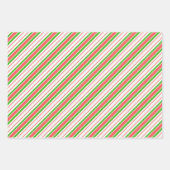 Rode, witte, groene kerststijlstrepen inpakpapier vel (Voorkant)