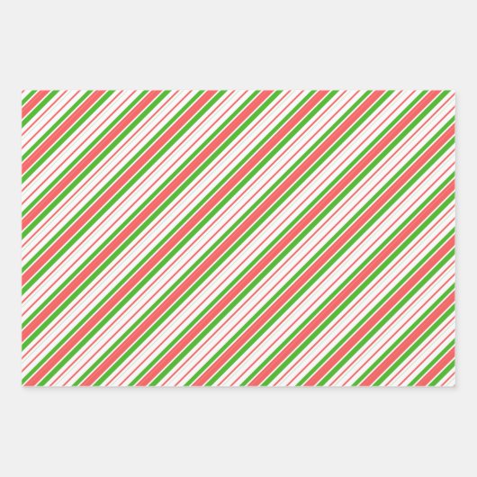 Rode, witte, groene kerststijlstrepen inpakpapier vel (Voorkant)