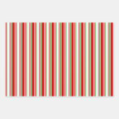 Rode, witte, groene kerststijlstrepen inpakpapier vel (Voorkant 2)