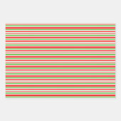 Rode, witte, groene kerststijlstrepen inpakpapier vel (Voorkant)
