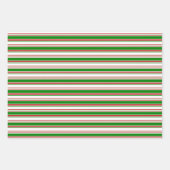 Rode, witte, groene kerststijlstrepen inpakpapier vel (Voorkant)