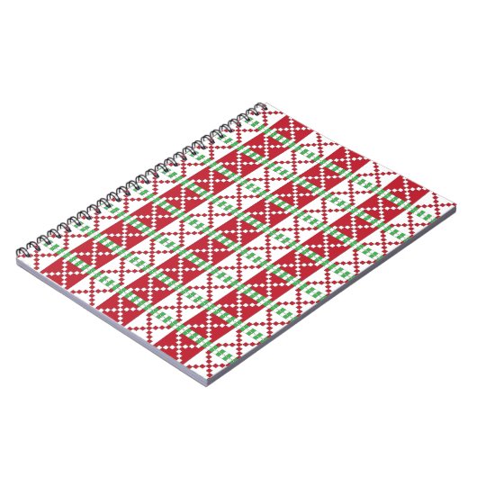 Rode, witte, groene Letse Letse etnische volkskuns Notitieboek (Linkerzijde)