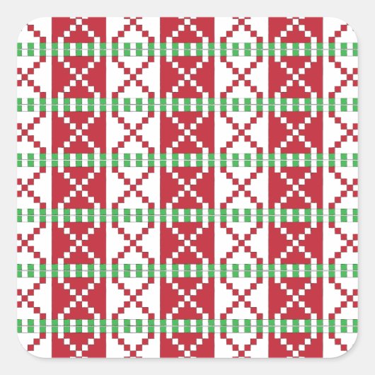 Rode, witte, groene Letse Letse etnische volkskuns Vierkante Sticker (Voorkant)