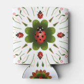 Rode, witte, & groene lieveheersbeestje ontwerp ko blikjeskoeler (Achterkant)