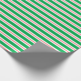 Rode witte groene snoeprietstrepen cadeaupapier