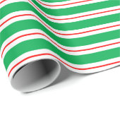 Rode witte groene snoeprietstrepen cadeaupapier (Rol Hoek)