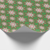 Rode, witte, groene sterren vakantie inpakken cadeaupapier (Hoek)