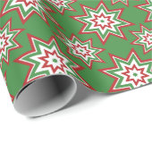 Rode, witte, groene sterren vakantie inpakken cadeaupapier (Rol Hoek)