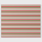 Rode, witte, groene strepen met kerstthema cadeaupapier (Vlak)
