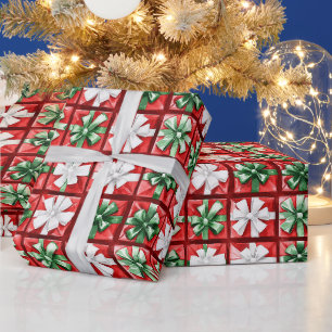 Rode Witte Groene Strikken Kerstmis Cadeaupapier