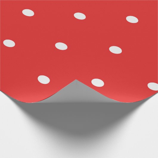 Rode/witte grote pooldots cadeaupapier (Hoek)