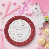 Rode Witte Hand Getrokken Afstudeerder Partij Papi Papieren Bordje (Feest)