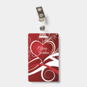 Rode Witte Hart En Krullen Badge (Achterkant met clip)