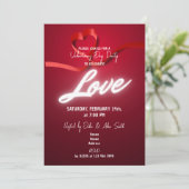 Rode & Witte Hart Liefde Valentijnsdag Uitnodiging (Staand voorkant)