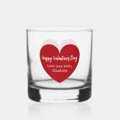 Rode witte hart Valentijnsdag Whisky Glas (Voorkant)
