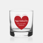 Rode witte hart Valentijnsdag Whisky Glas (Achterkant)