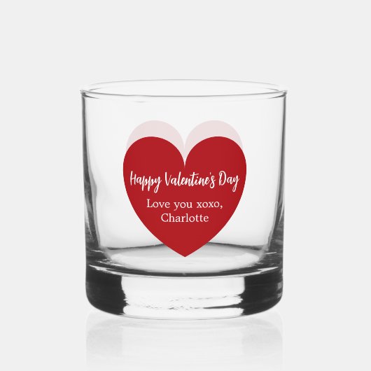 Rode witte hart Valentijnsdag Whisky Glas (Achterkant)